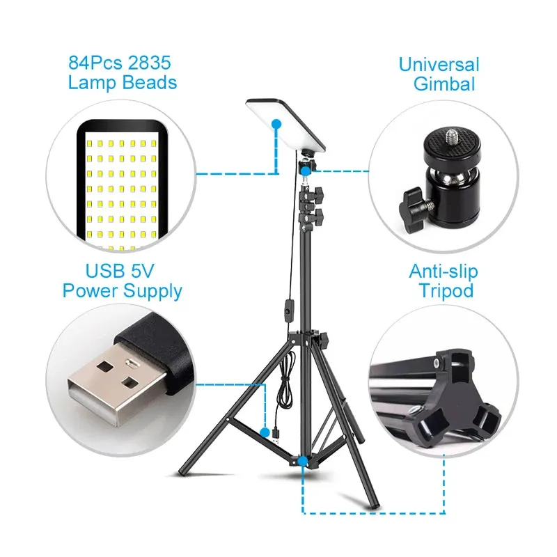 Portable LED Camping Light  Adjustable Tripod for Selfies & Outdoor Lighting