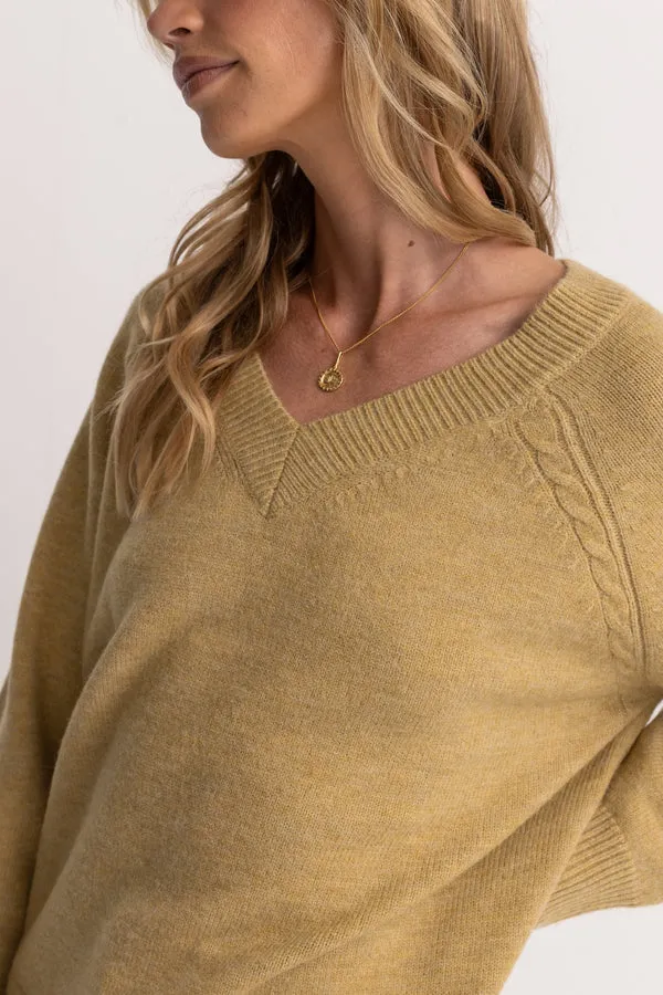 RHYTHM MOONSTONE OVERSIZED V NECK SWEATER - MOSS