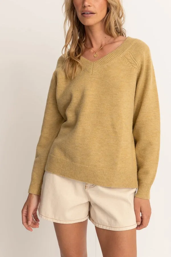 RHYTHM MOONSTONE OVERSIZED V NECK SWEATER - MOSS