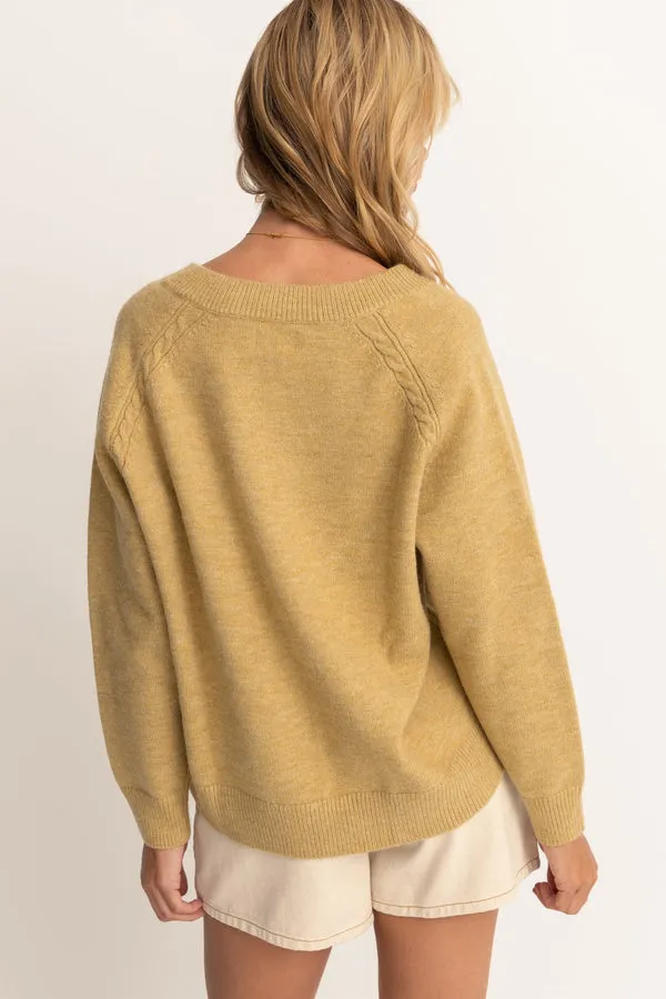 RHYTHM MOONSTONE OVERSIZED V NECK SWEATER - MOSS