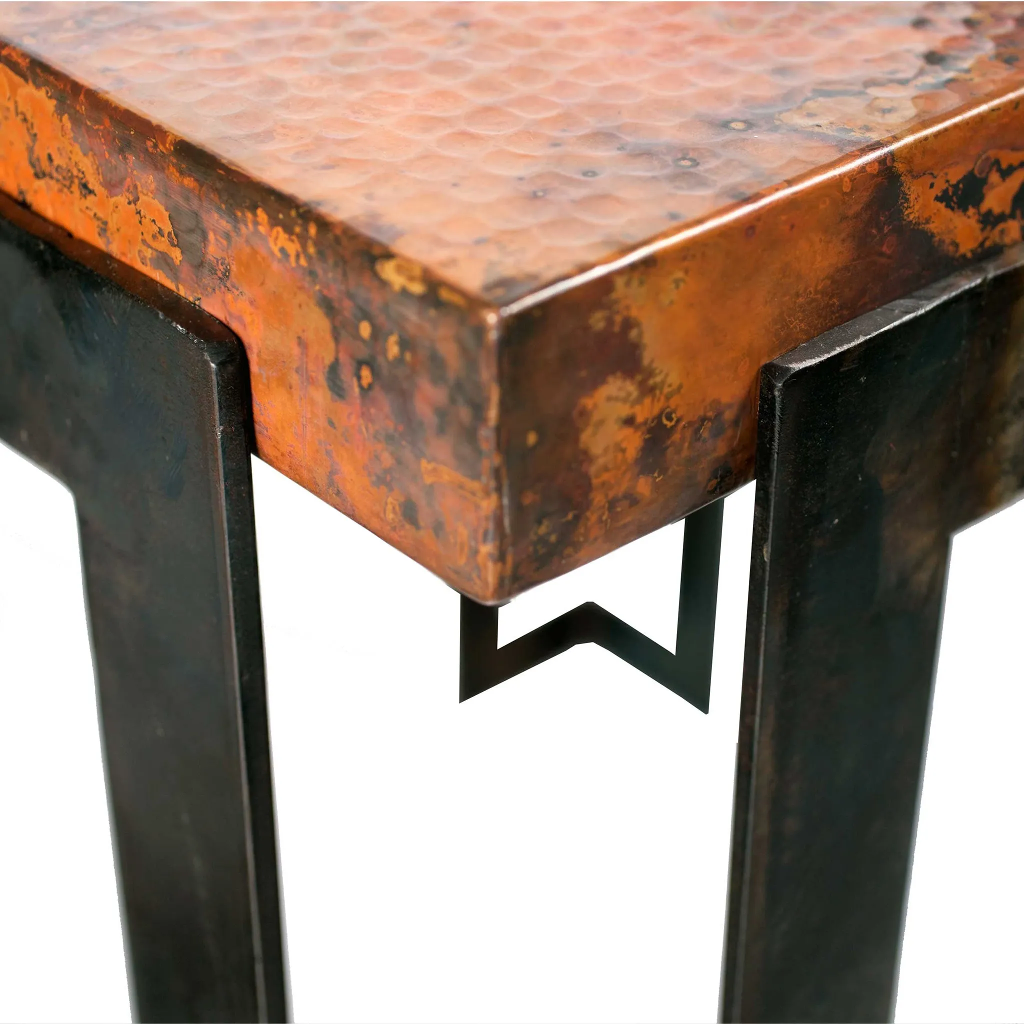 Steel Strap Rectangle Dining Table with Copper Top